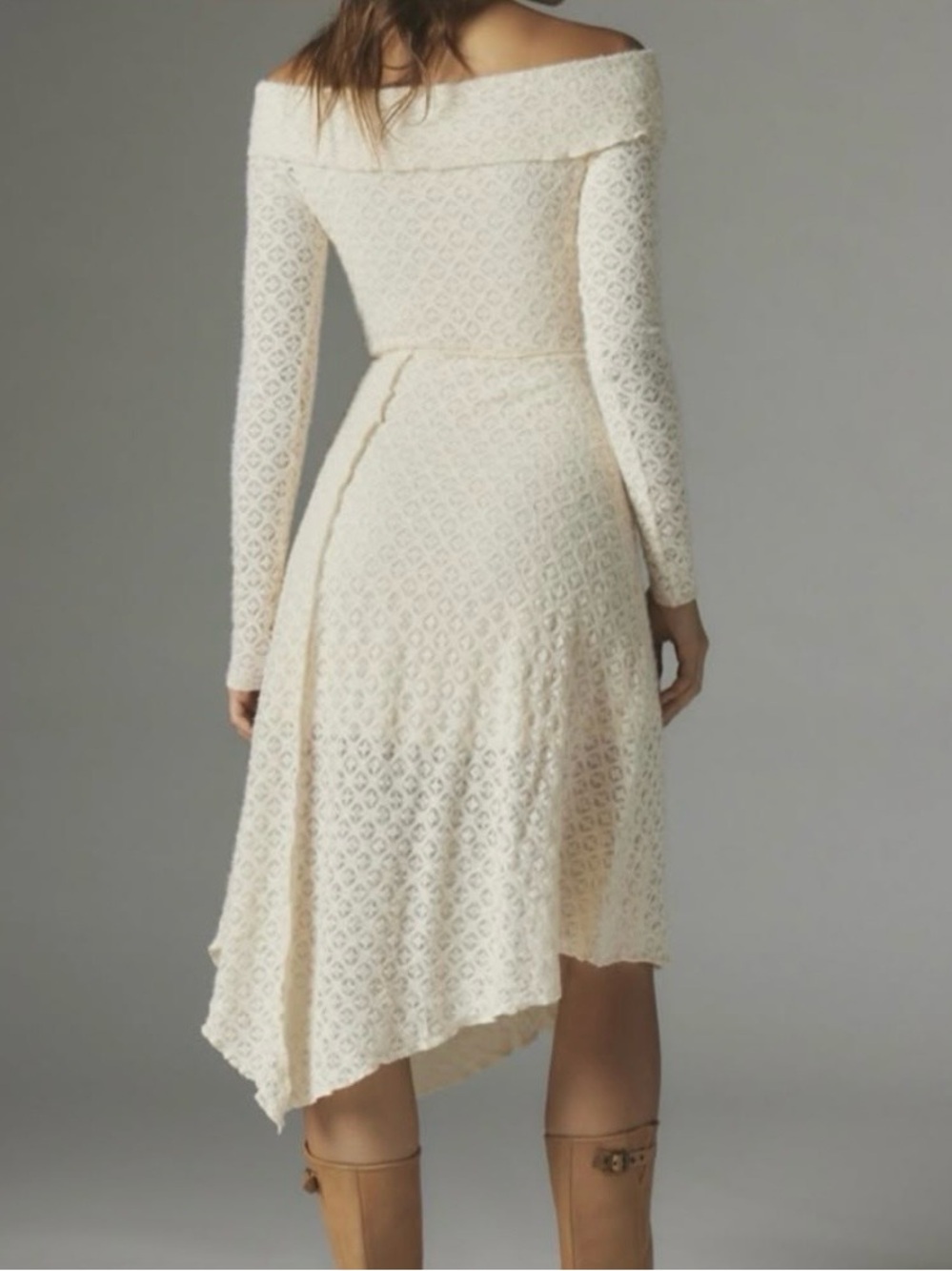 Urban Outfitters Off-Shoulder Boho Midi Dress in Ivory M nwt